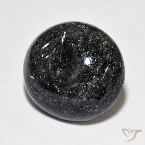 15.33 ct Black Nuummite Stone, Natural Nuummite in Oval Cabochon Shape for Sale