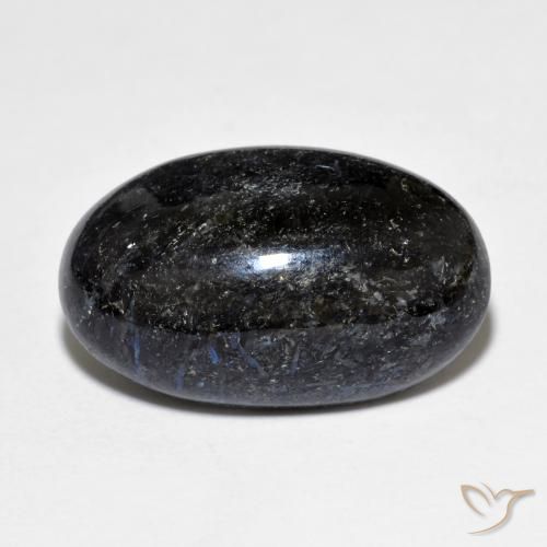 10.77ct Natural Black with Blue Sparkle Nuummite, Oval, Opaque