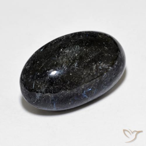 10.77 ct Black Nuummite Stone, Natural Nuummite in Oval Cabochon Shape for Sale
