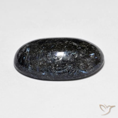 Nuummite Gemstone in 18.8 x 11.6 mm Size for Sale, Nuummite Stone in Black with Blue Sparkle Color