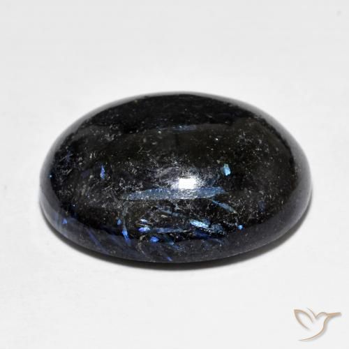 Nuummite Gemstone in 20.2 x 16.1 mm Size for Sale, Nuummite Stone in Black with Blue Sparkle Color