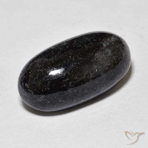 14.55 ct Black Nuummite Stone, Natural Nuummite in Oval Cabochon Shape for Sale