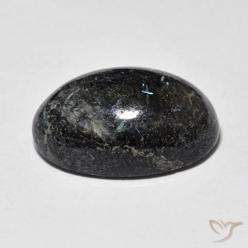 Nuummite Gemstone in 18 x 11.4 mm Size for Sale, Nuummite Stone in Black with Blue Sparkle Color