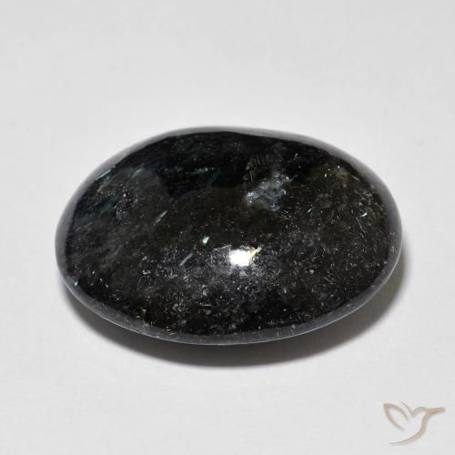 Nuummite Gemstone in 18.7 x 16.1 mm Size for Sale, Nuummite Stone in Black with Blue Sparkle Color