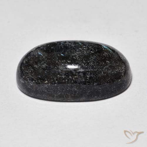 Nuummite Gemstone in 19.7 x 11.5 mm Size for Sale, Nuummite Stone in Black with Blue Sparkle Color