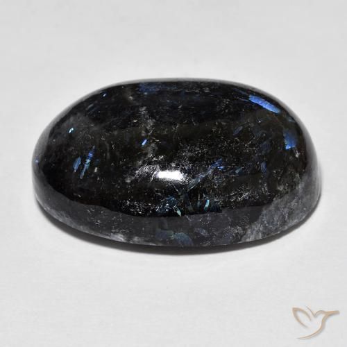 Nuummite Gemstone in 22.9 x 16.5 mm Size for Sale, Nuummite Stone in Black with Blue Sparkle Color