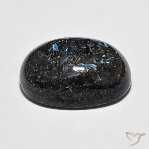 Nuummite Gemstone in 18 x 13 mm (calibrated) Size for Sale, Nuummite Stone in Black with Blue Sparkle Color
