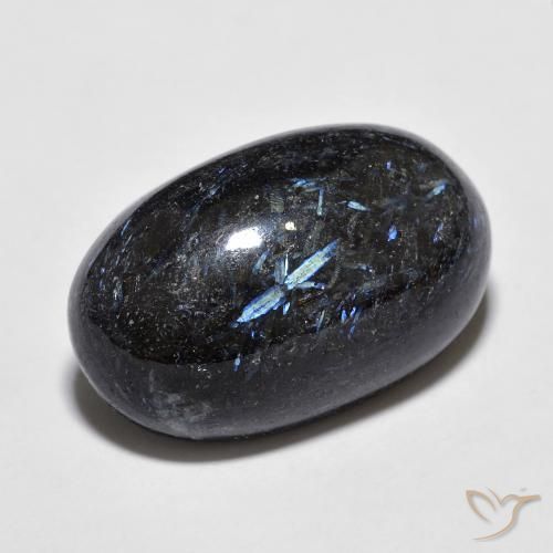 16.43 ct Black Nuummite Stone, Natural Nuummite in Oval Cabochon Shape for Sale