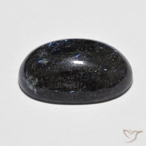 Nuummite Gemstone in 19.7 x 12.5 mm Size for Sale, Nuummite Stone in Black with Blue Sparkle Color
