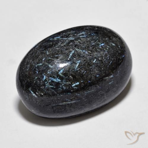 20.13 ct Black Nuummite Stone, Natural Nuummite in Oval Cabochon Shape for Sale