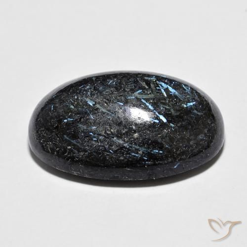 Nuummite Gemstone in 21.1 x 14.9 mm Size for Sale, Nuummite Stone in Black with Blue Sparkle Color