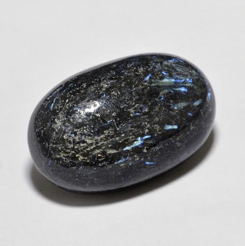 11.98 ct Black Nuummite Stone, Natural Nuummite in Oval Cabochon Shape for Sale
