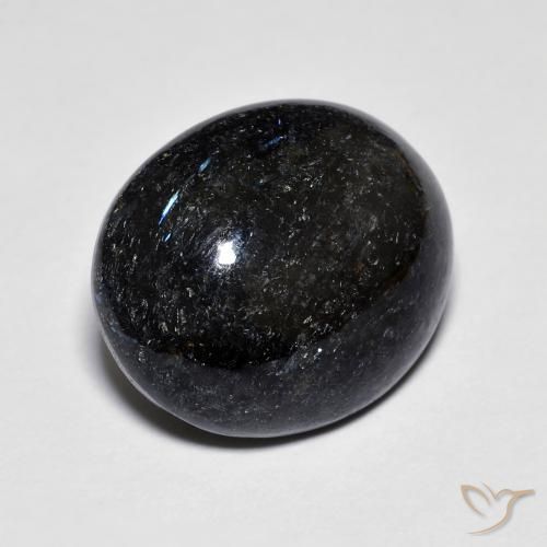 9.11 ct Black Nuummite Stone, Natural Nuummite in Oval Cabochon Shape for Sale