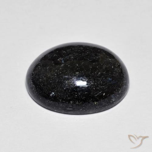 Nuummite Gemstone in 15.1 x 12.6 mm Size for Sale, Nuummite Stone in Black with Blue Sparkle Color