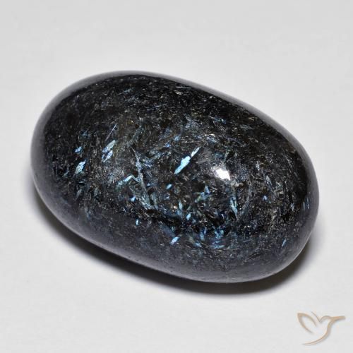 28.08ct Natural Black with Blue Sparkle Nuummite, Oval, Opaque