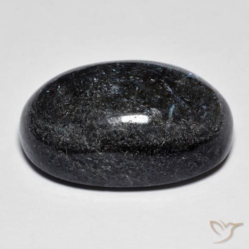 Nuummite Gemstone in 22.6 x 13.9 mm Size for Sale, Nuummite Stone in Black with Blue Sparkle Color