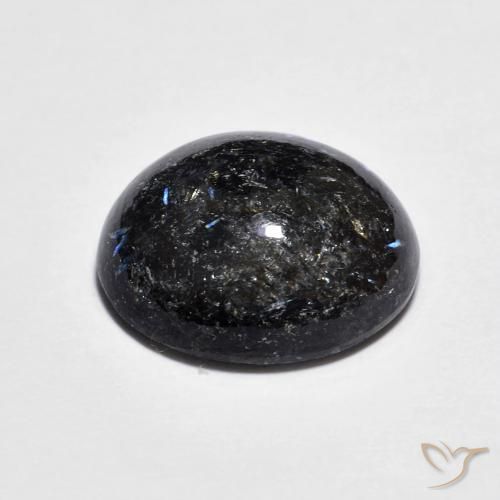 Nuummite Gemstone in 13.4 x 11.6 mm Size for Sale, Nuummite Stone in Black with Blue Sparkle Color