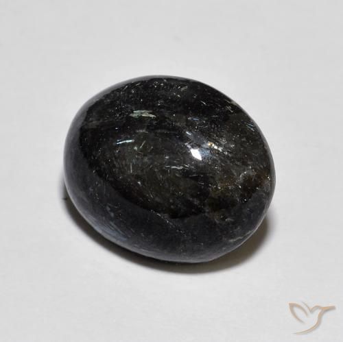 8.00 ct Black Nuummite Stone, Natural Nuummite in Oval Cabochon Shape for Sale