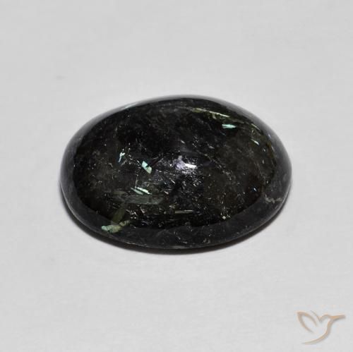 Nuummite Gemstone in 14 x 12 mm (calibrated) Size for Sale, Nuummite Stone in Black with Blue Sparkle Color