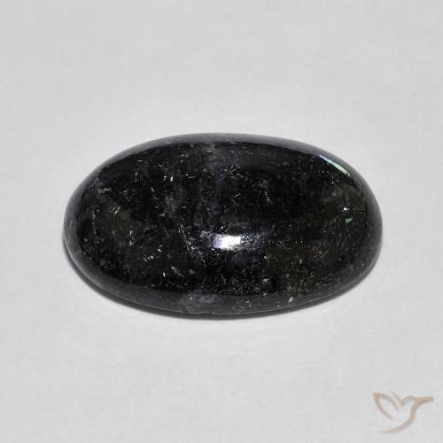 Nuummite Gemstone in 17.3 x 12.3 mm Size for Sale, Nuummite Stone in Black with Blue Sparkle Color