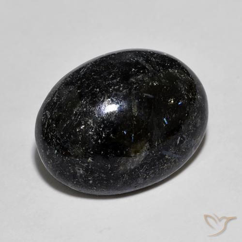 10.82 ct Black Nuummite Stone, Natural Nuummite in Oval Cabochon Shape for Sale