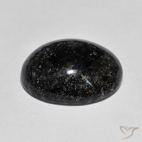 Nuummite Gemstone in 16.8 x 12.9 mm Size for Sale, Nuummite Stone in Black with Blue Sparkle Color