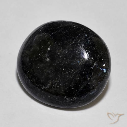 14.33ct Natural Black with Blue Sparkle Nuummite, Oval, Opaque