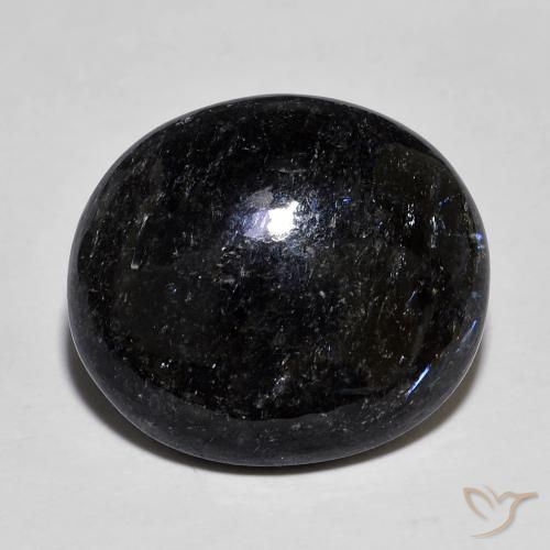 14.33 ct Black Nuummite Stone, Natural Nuummite in Oval Cabochon Shape for Sale