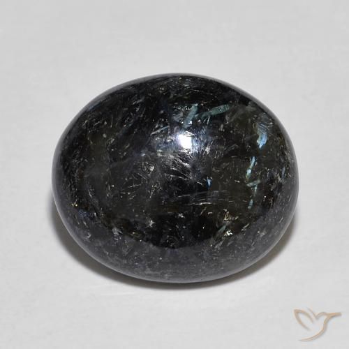 Nuummite nero taglio ovale da 6,96 ct dall'India, dimensione 13,7 x 11,7mm, pietra preziosa naturale non trattati , purezza Opaque, Nuummite Ovale cabochon da 1 pz, durezza Mohs di 5,5 - 6, Photo A
