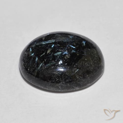 Nuummite Gemstone in 14 x 12 mm (calibrated) Size for Sale, Nuummite Stone in Black with Blue Sparkle Color
