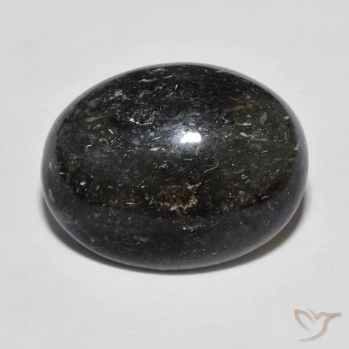 12.15ct Natural Black with Blue Sparkle Nuummite, Oval, Opaque