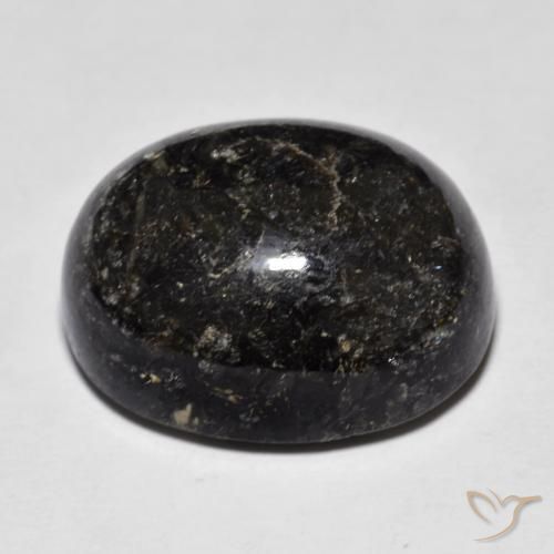 Nuummite Gemstone in 20.1 x 16.2 mm Size for Sale, Nuummite Stone in Black with Blue Sparkle Color