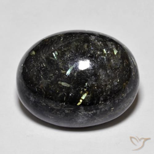 22.36ct Natural Black with Blue Sparkle Nuummite, Oval, Opaque