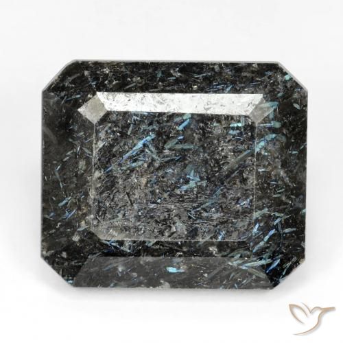 19,1 x 16,4mm Nuummite nero Taglio ottagonale dall'India, peso di 25,3 ct, pietra preziosa naturale non trattati in purezza Opaque, Nuummite 1pz - il colore è Nero con scintillio blu, durezza Mohs di 5,5 - 6, Photo A