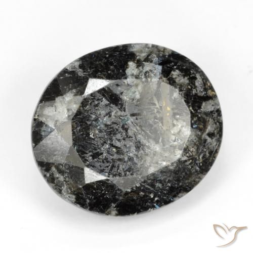 15.51 ct Black Nuummite Stone, Natural Nuummite in Oval Facet Shape for Sale