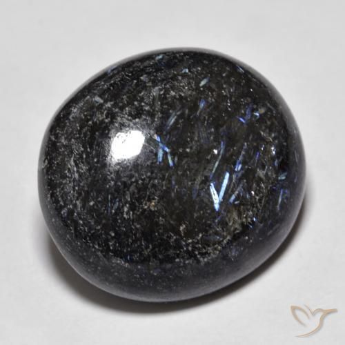 19.50 ct Black Nuummite Stone, Natural Nuummite in Oval Cabochon Shape for Sale