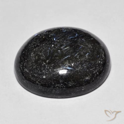 Nuummite Gemstone in 19.6 x 17.3 mm Size for Sale, Nuummite Stone in Black with Blue Sparkle Color