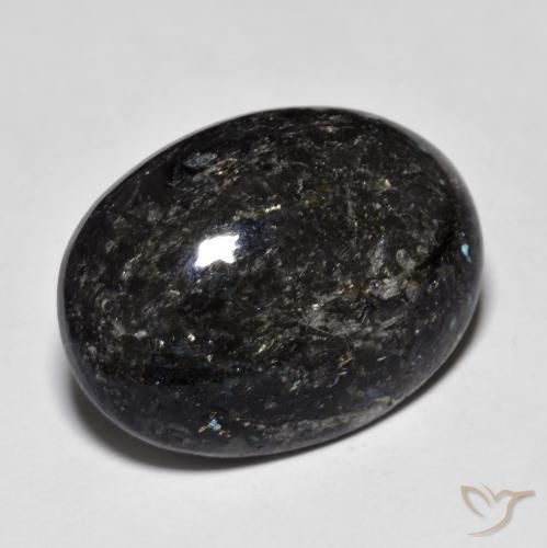 19.33 ct Black Nuummite Stone, Natural Nuummite in Oval Cabochon Shape for Sale