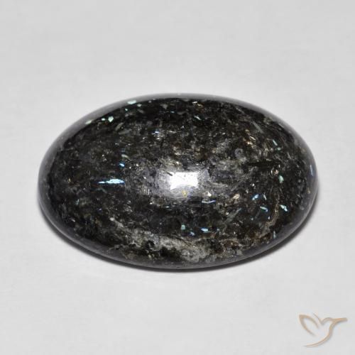 Nuummite Gemstone in 21.5 x 16.2 mm Size for Sale, Nuummite Stone in Black with Blue Sparkle Color