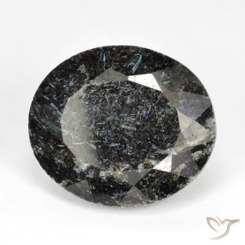 16.58 ct Black Nuummite Stone, Natural Nuummite in Oval Facet Shape for Sale