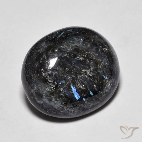 Nuummite nero taglio ovale da 10,98 ct dall'India, dimensione 15,6 x 13,6mm, pietra preziosa naturale non trattati , purezza Opaque, Nuummite Ovale cabochon da 1 pz, durezza Mohs di 5,5 - 6, Photo A