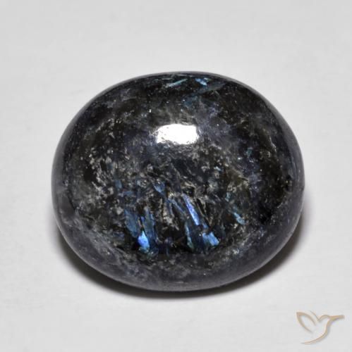 10.98 ct Black Nuummite Stone, Natural Nuummite in Oval Cabochon Shape for Sale