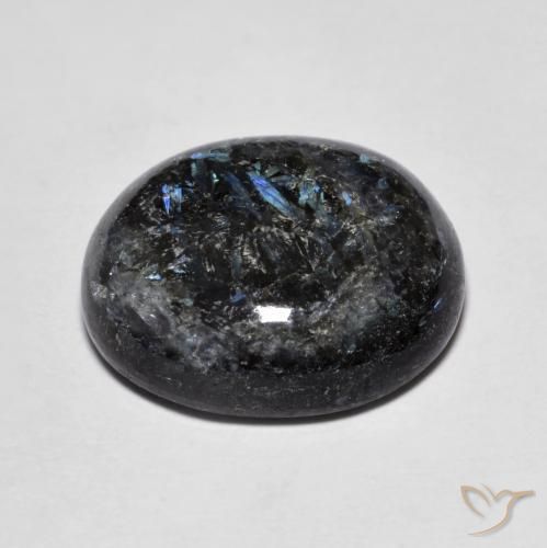Nuummite Gemstone in 15.6 x 13.6 mm Size for Sale, Nuummite Stone in Black with Blue Sparkle Color