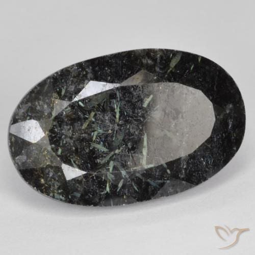 24.90 ct Black Nuummite Stone, Natural Nuummite in Oval Facet Shape for Sale