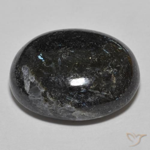 Nuummite Gemstone in 20 x 16 mm Size for Sale, Nuummite Stone in Black with Blue Sparkle Color