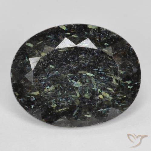 18,5 x 14,8mm Nuummite nero Ovale sfaccettato dall'India, peso di 12,87 ct, pietra preziosa naturale non trattati in purezza Opaque, Nuummite 1pz - il colore è Nero con scintillio blu, durezza Mohs di 5,5 - 6, Photo A