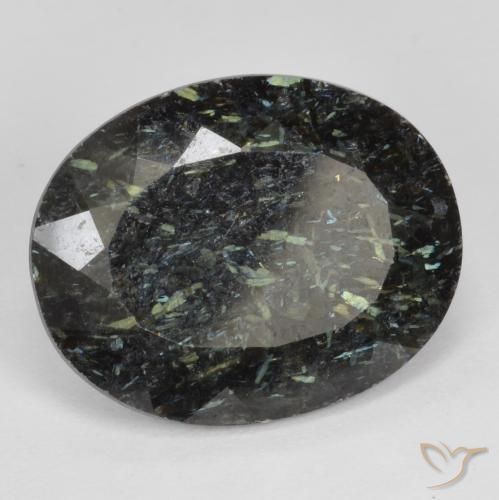 12.87 ct Black Nuummite Stone, Natural Nuummite in Oval Facet Shape for Sale