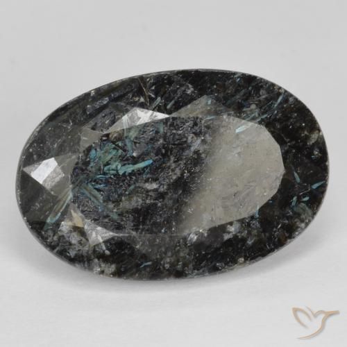 14.70 ct Black Nuummite Stone, Natural Nuummite in Oval Facet Shape for Sale