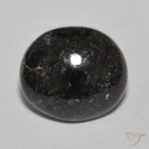 8.46ct Natural Black with Blue Sparkle Nuummite, Oval, Opaque