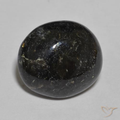 8.46 ct Black Nuummite Stone, Natural Nuummite in Oval Cabochon Shape for Sale